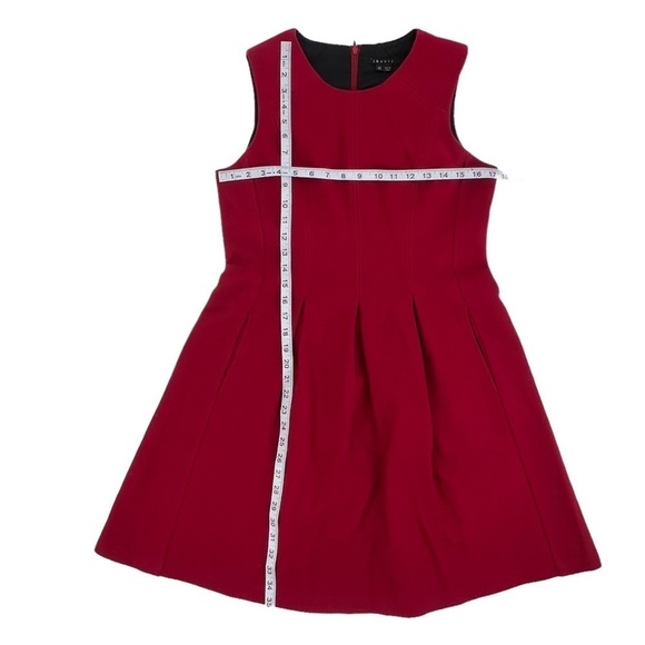Theory Red Wool Sleeveless Lined Pleated Dress Size 12 Women’s - Picture 7 of 7